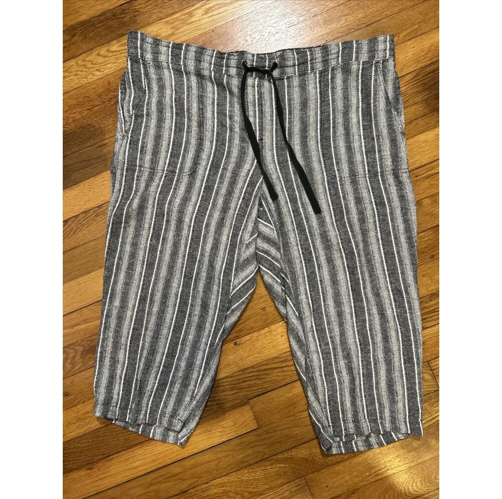 DASH women's sz 1X Linen Blend Striped Crop Pants Beachy Resort Drawstring